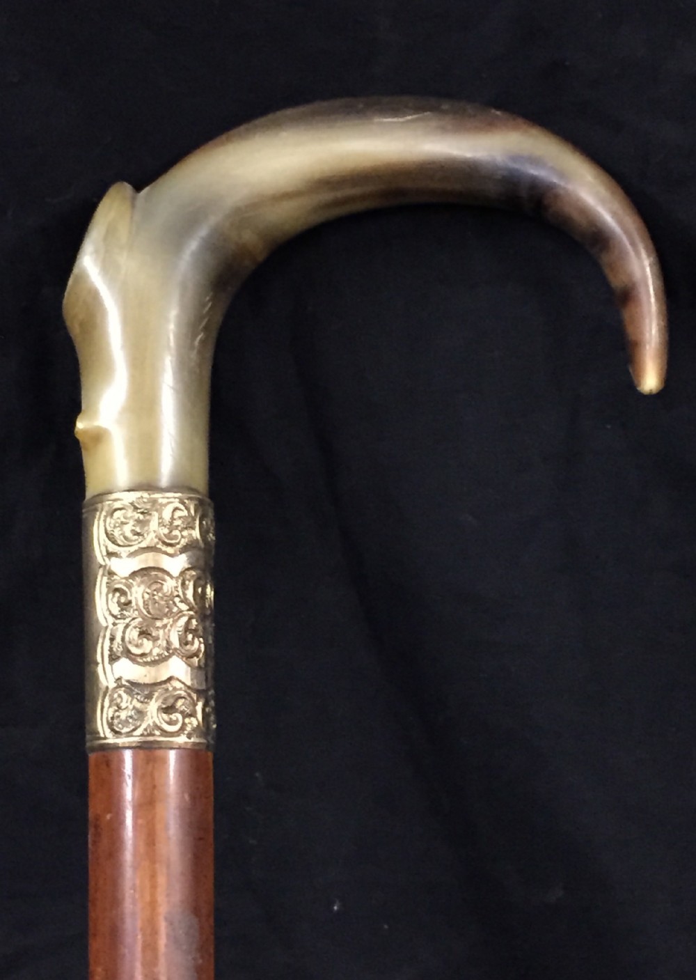 Horn And Gold Collared Walking Stick 371763 www.imchaney.co.uk