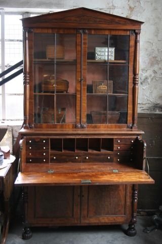 early c19th mahogany secretaire bookcase