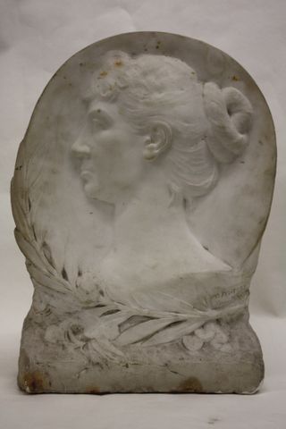 c19th marble relief of a young woman