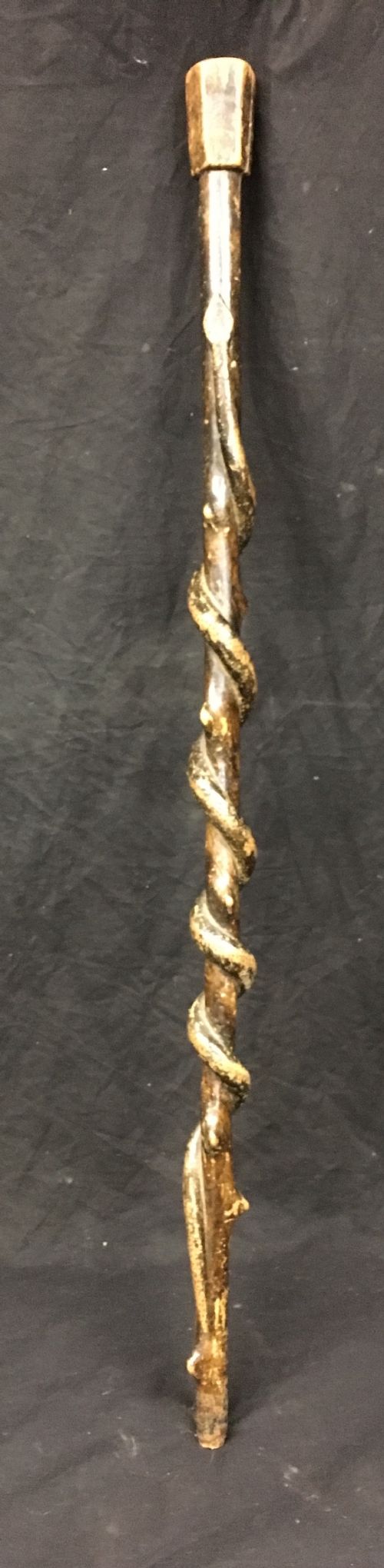 carved walking stick with carved snake