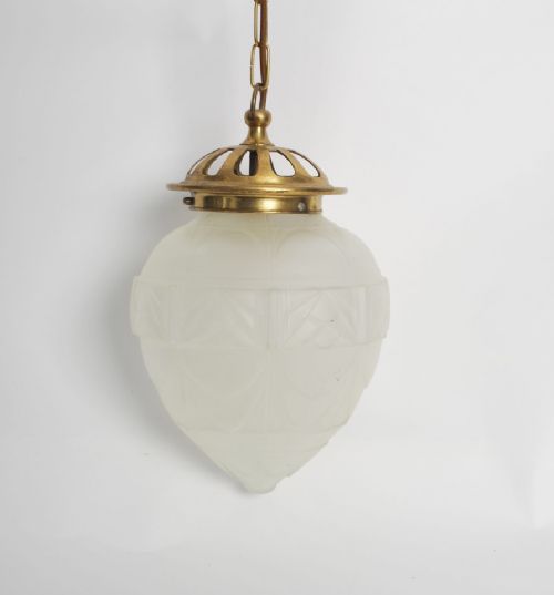 edwardian ceiling light with pressed glass frosted shade