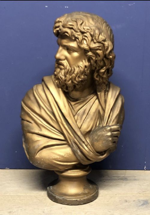 large plaster bust of the greek philosopher aristotle