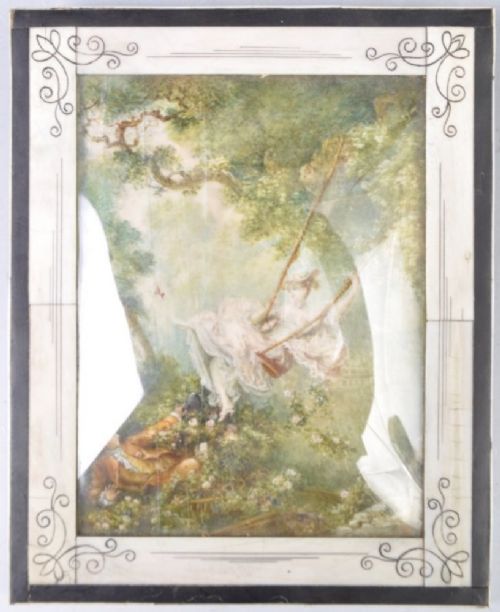 c19th miniature painting on ivory the swing after jeanhonor fragonard 17321806