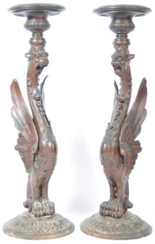 c19th pair of italian carved bust stands