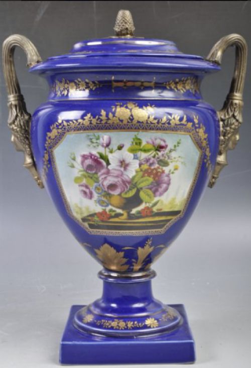 c19th hand painted vase