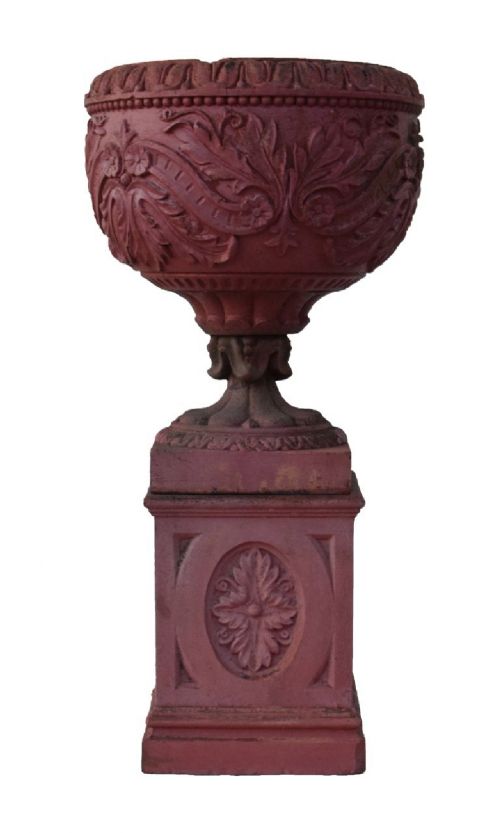 late victorian edwardian terracotta urn on pedestal