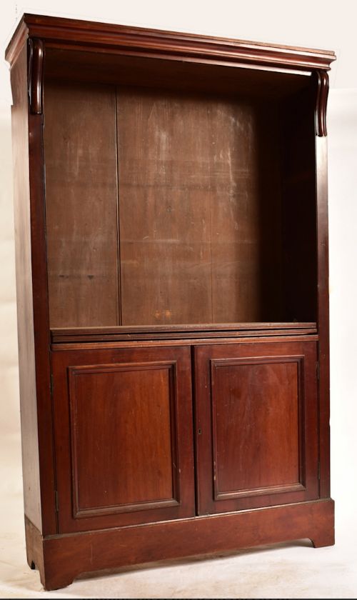 c19th mahogany bookcase with two built in cupboards