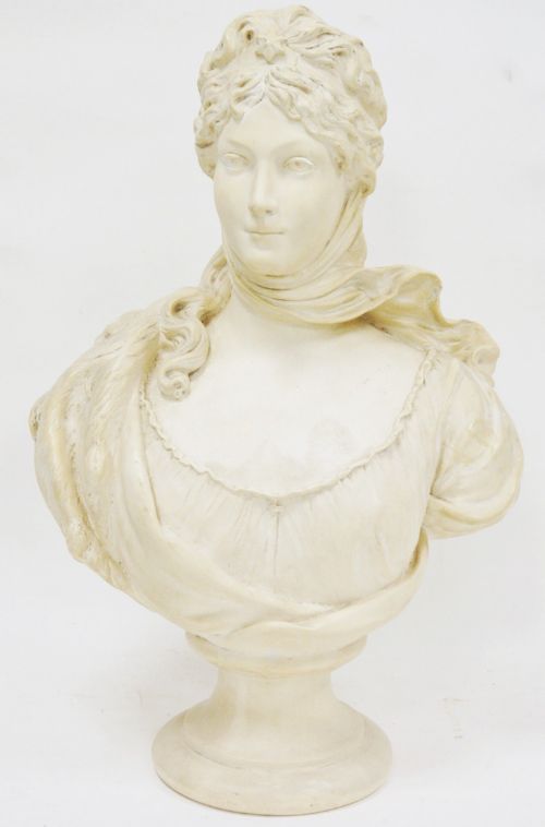 early c20th plaster bust of a woman