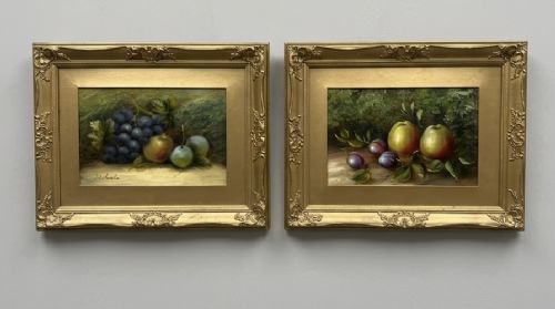 evelyn chester 18751929 pair of oil paintings of still life's in gilt frames