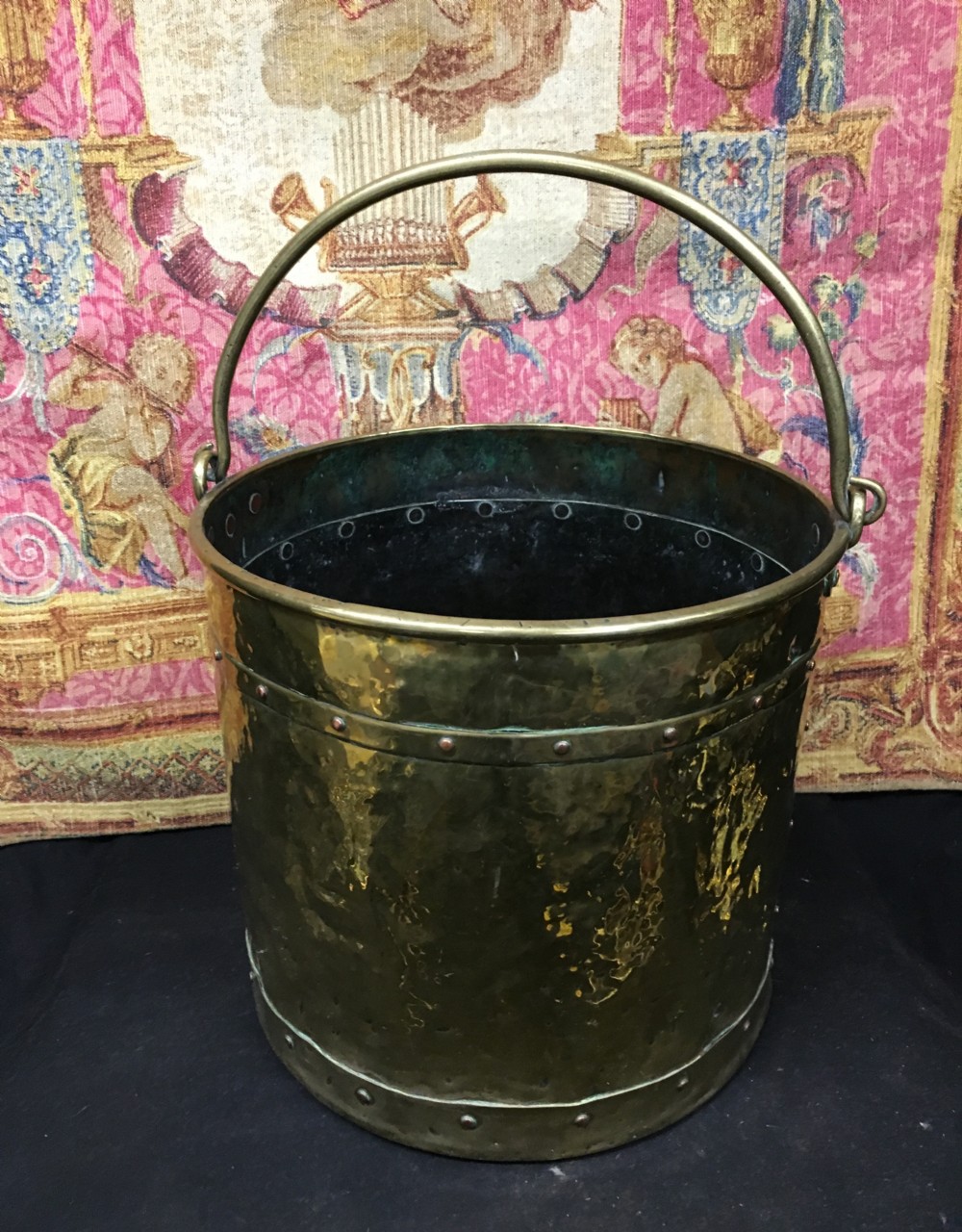 c19th brass log or coal bucket