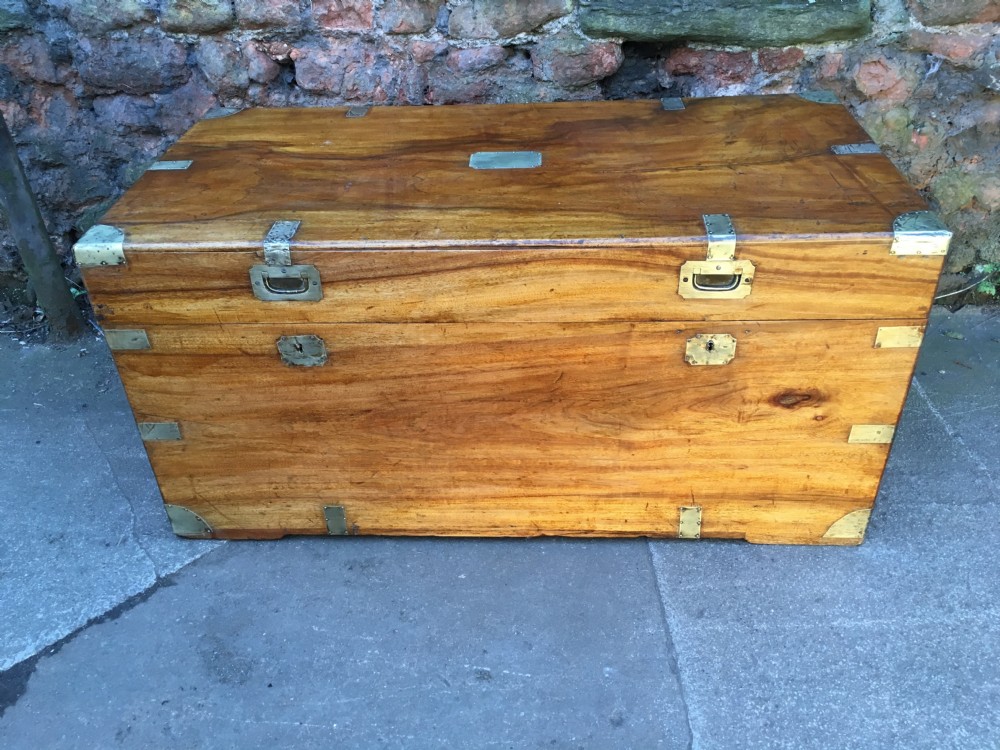large camphorwood campaign brass mounted trunk