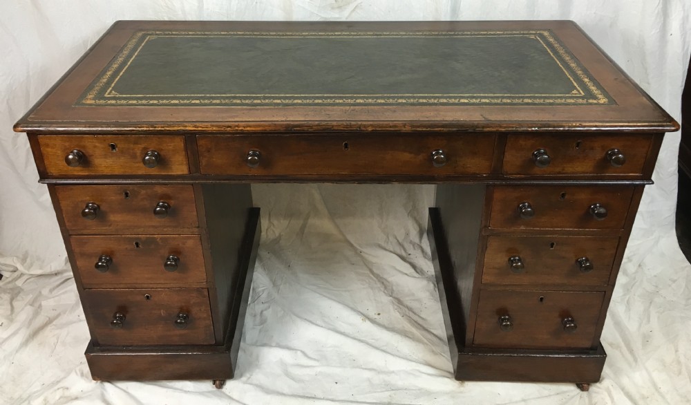 c19th walnut and pine pedestal desk