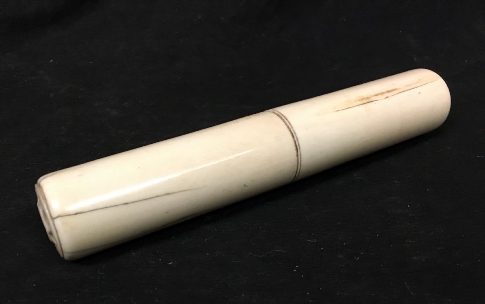 c19th ivory chinese scroll case