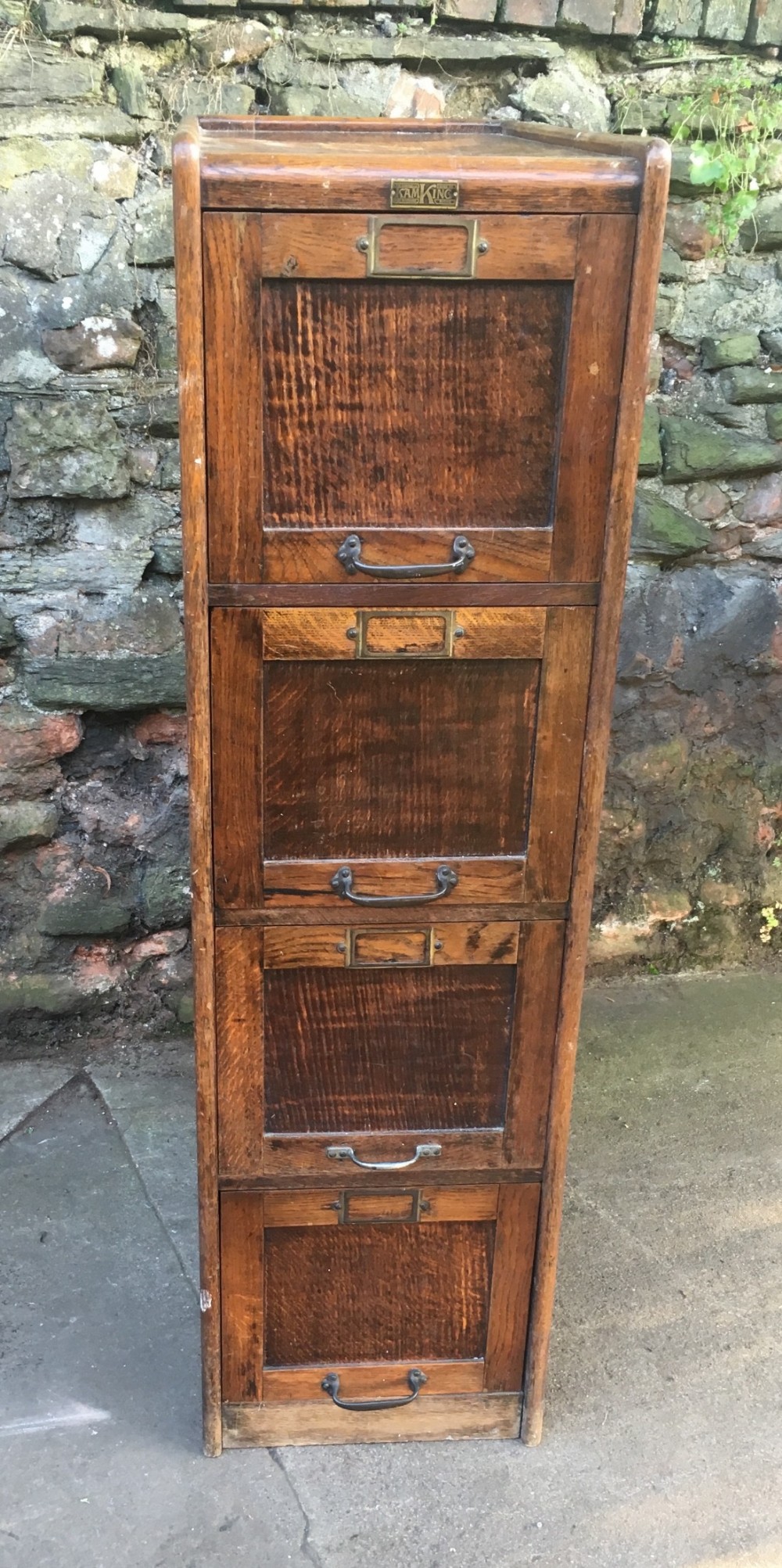 a campbell king 1920s four drawer oak filing cabinet