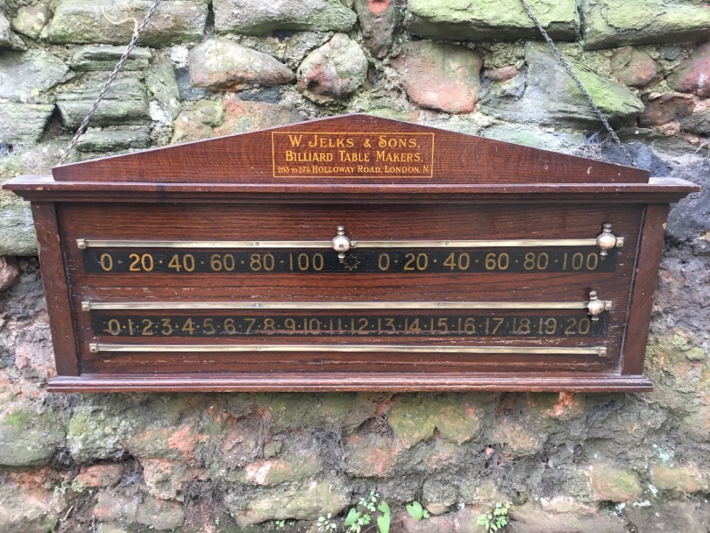 oak billiard score board by w jelks sons