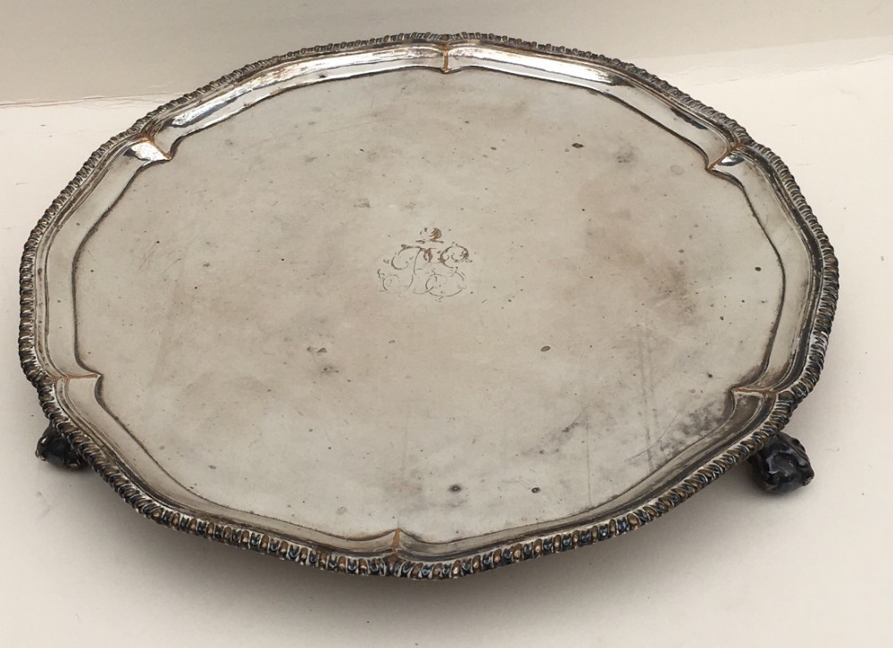 a silver plate on copper salver