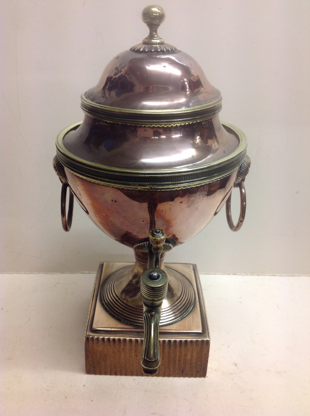 regency copper and brass adam period tea urn