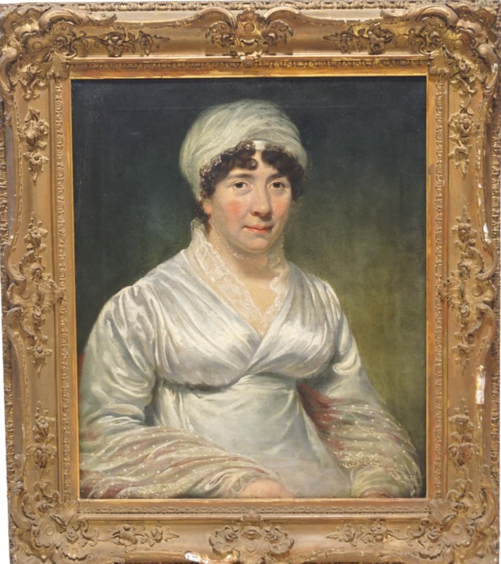 portrait of a lady oil on canvas in original gilt swept frame