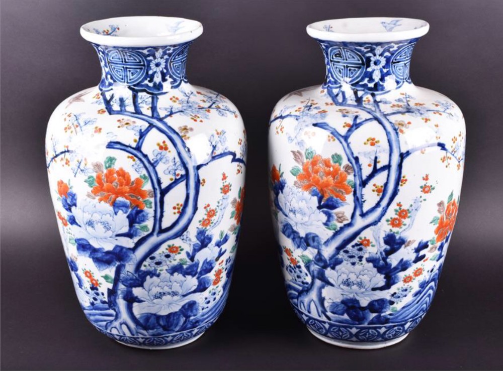 large pair of japanese vases