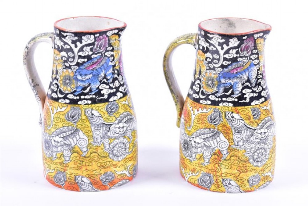 a pair of masons ironstone jugs