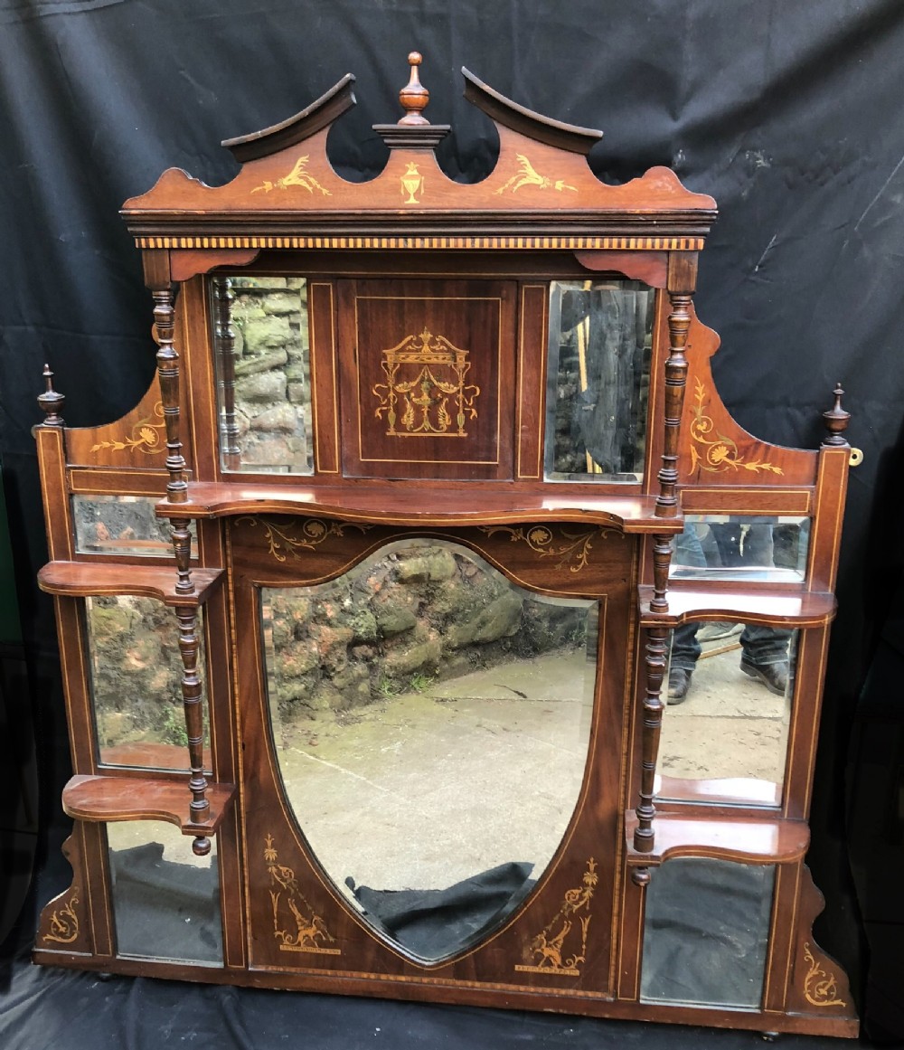 edwardian inlaid overmantel mirror