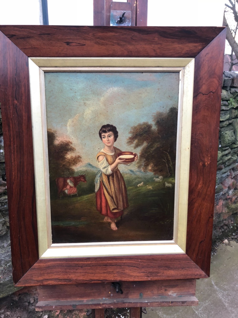 c19th copy of gainsboroughs lavinia the milkmaid oil painting on board