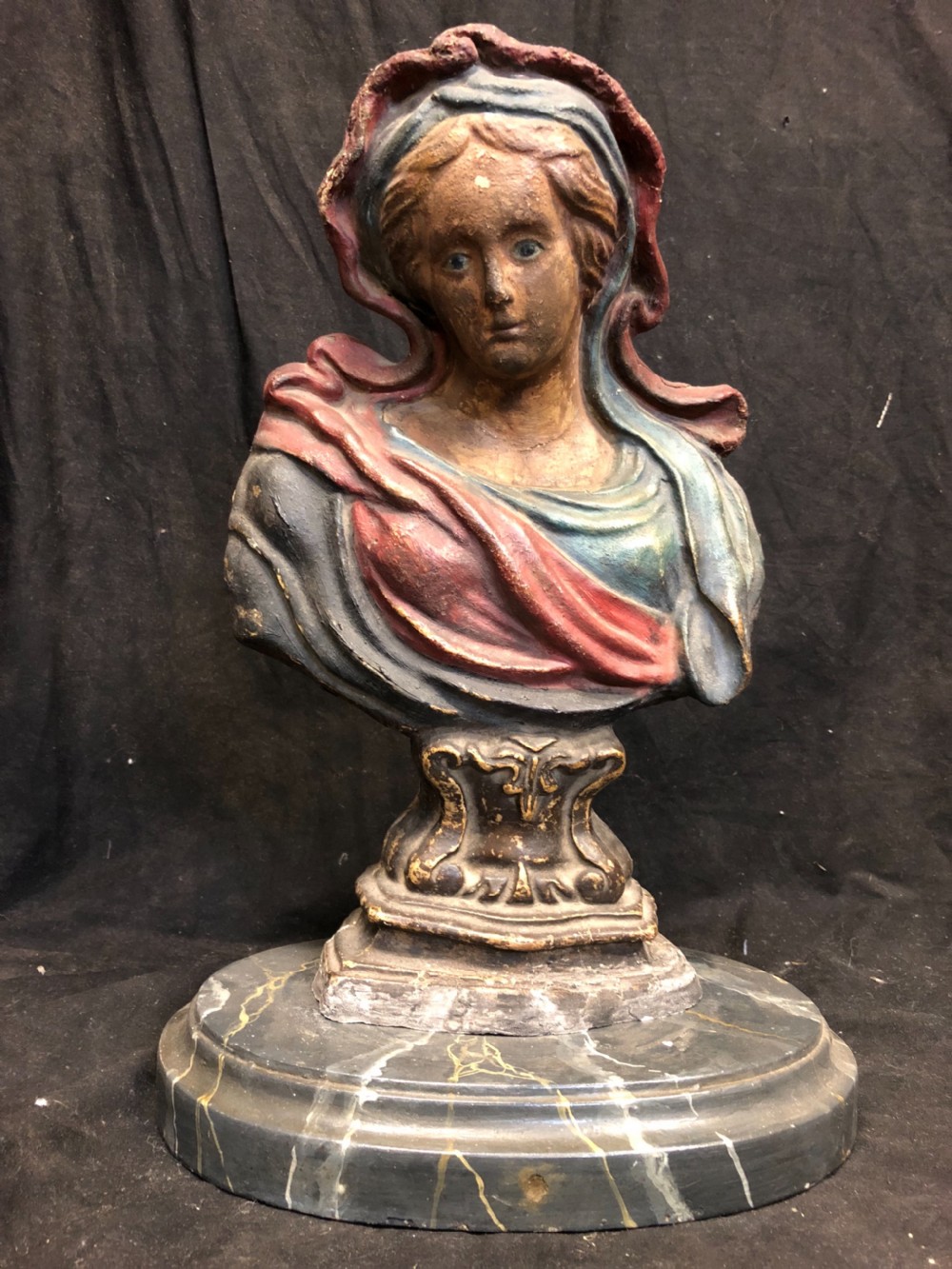 polychrome bust of the virgin mary made in papiermch