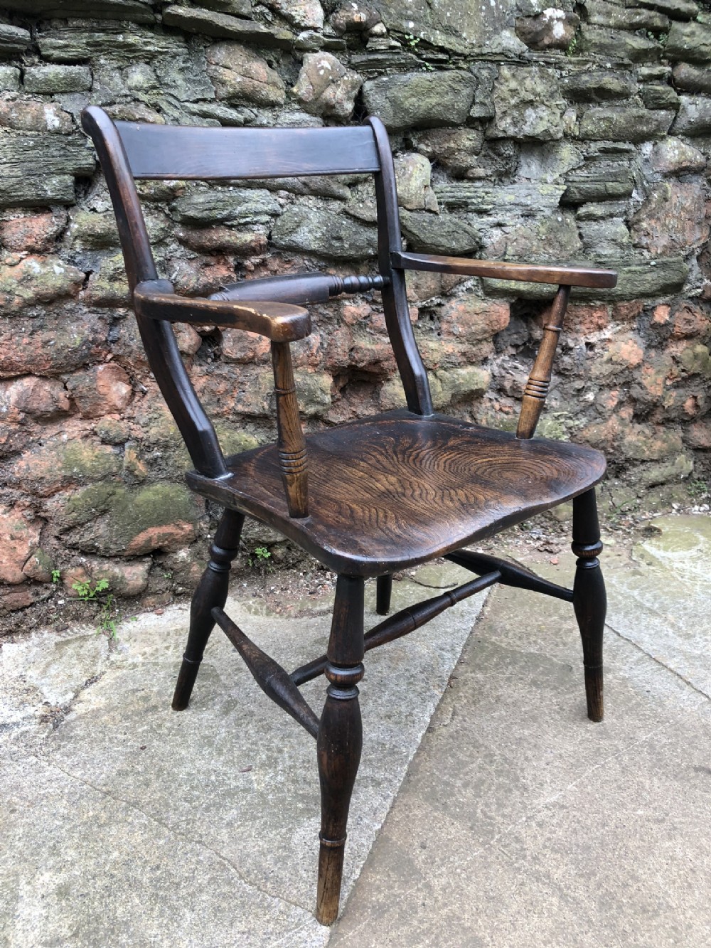 c19th beech and elm oxford armchair