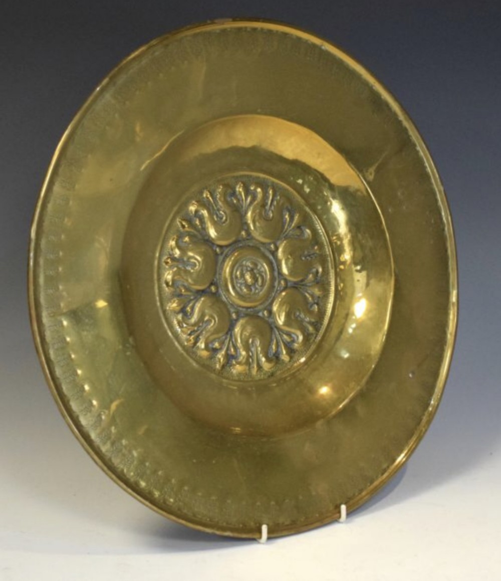 c17th alms dish in brass