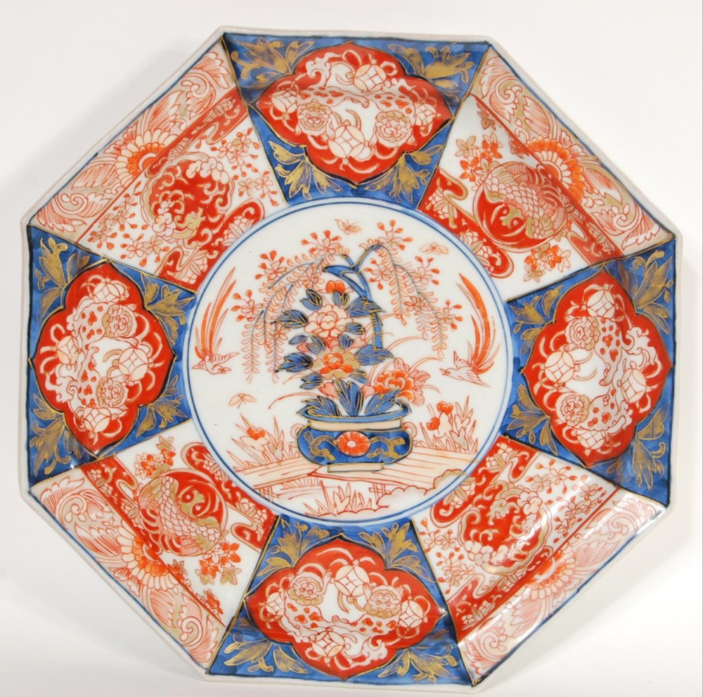 c18th chinese imari hexagonal charger