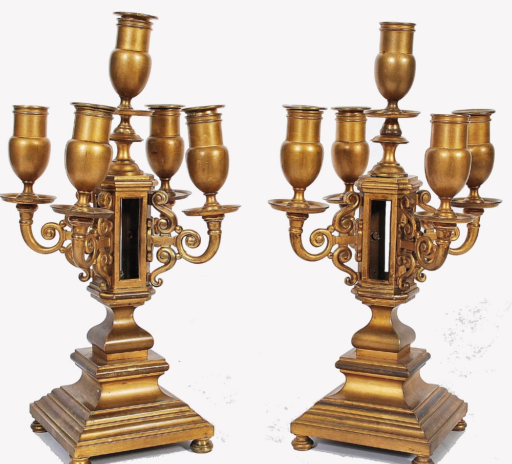 pair gilt bronze candelabras
