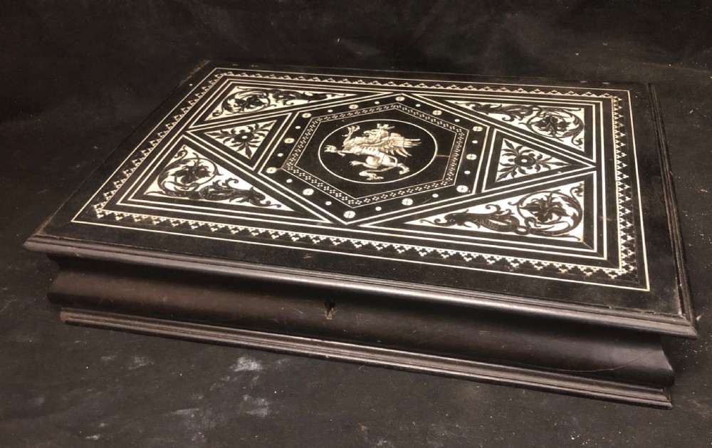 early c19th italian ebony and ivory inlaid box