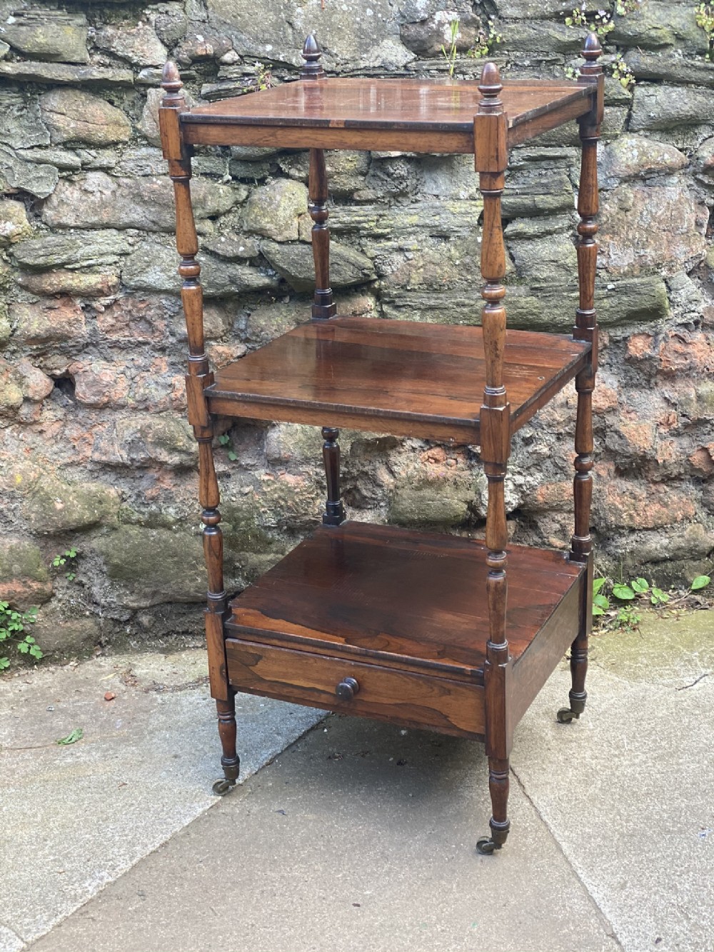 regency small rosewood etagere what not with single drawer