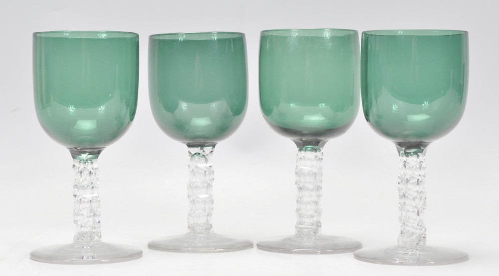 set of four early c19th georgian bristol green glass drinking glasses