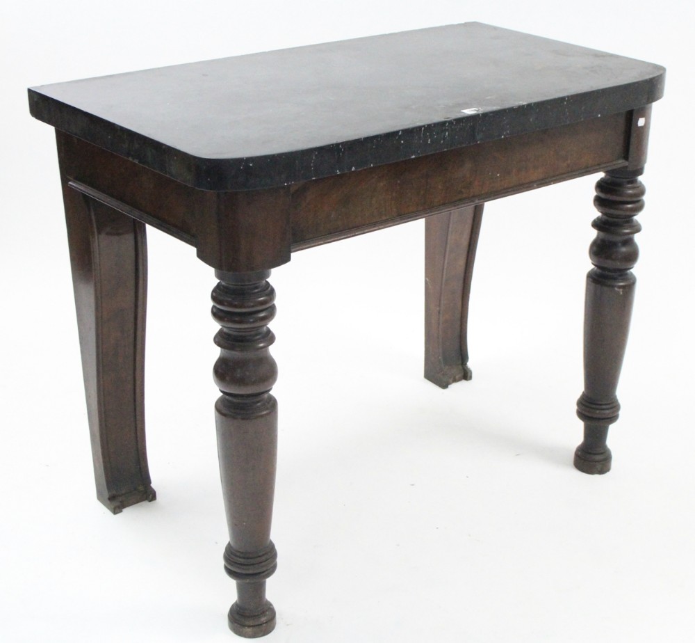 mahogany hall table with thick marble top