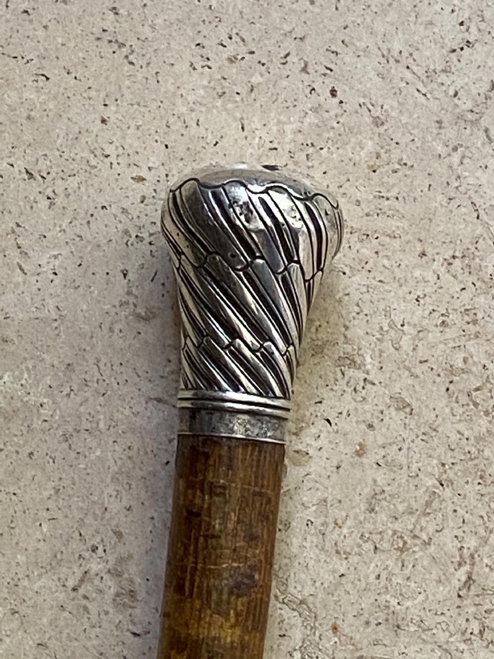 silver topped walking stick by briggs of london