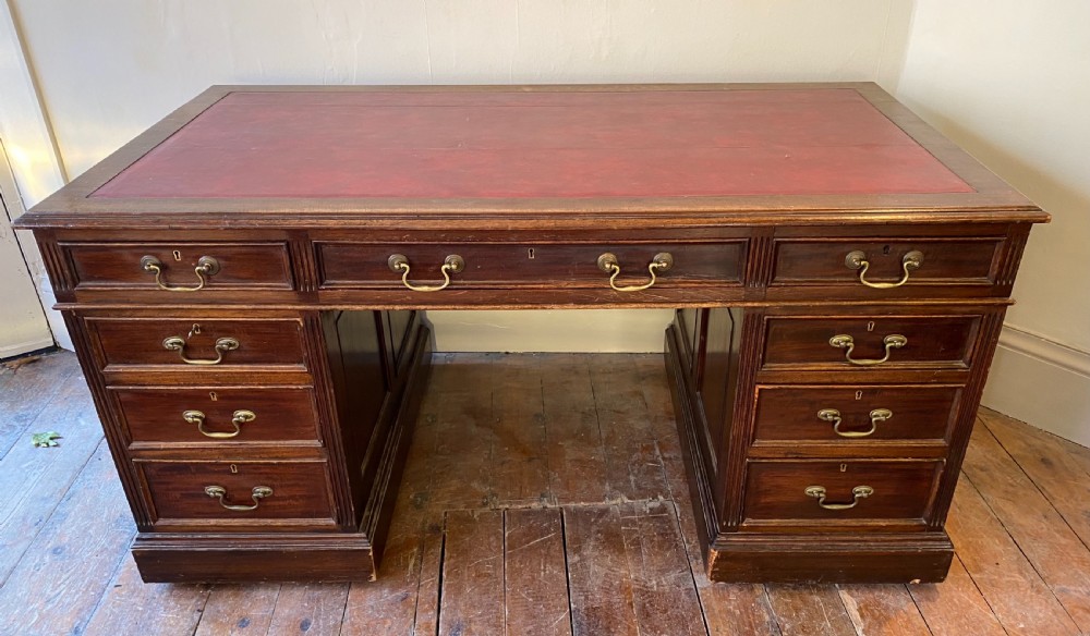 large pedestal desk in mahogany