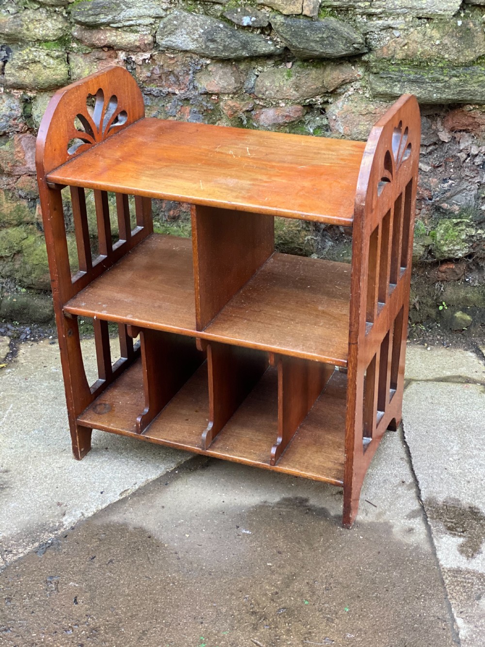 arts and crafts walnut low bookcase