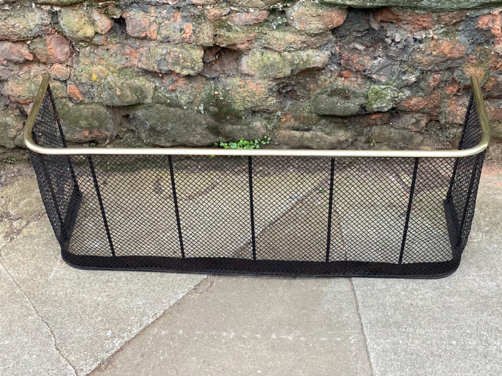 c19th wire mesh guard with brass top rail