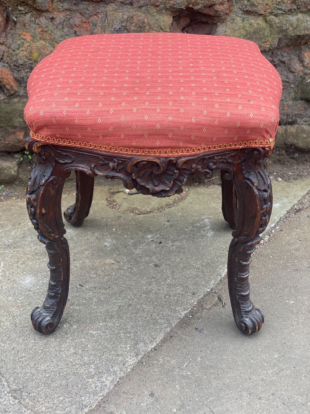 c18th rococo carved stool