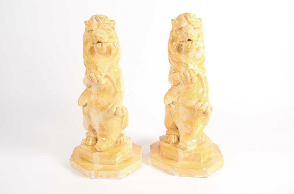 a pair of large composite heraldic lions