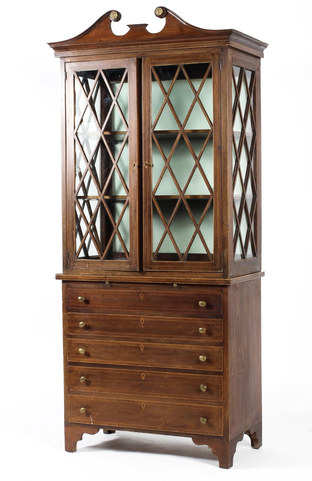 georgian display cabinet on chest