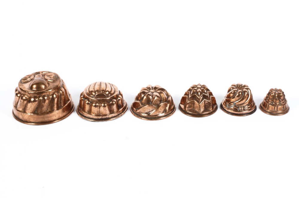 set of victorian copper jelly moulds