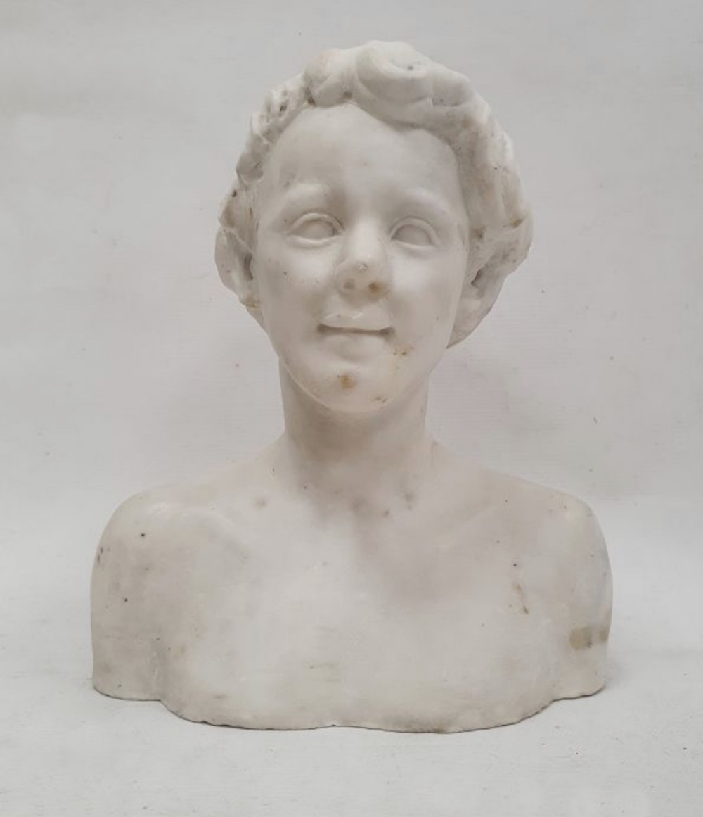 c19th marble bust of a boy in the classical style