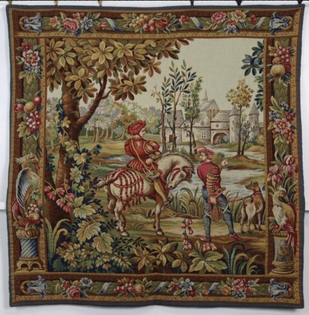 large antique tapestry in the aubusson style