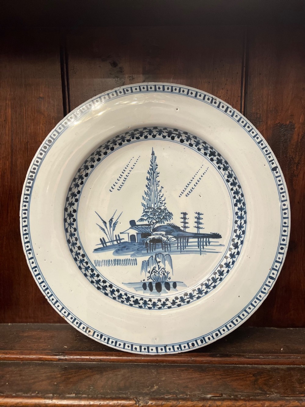 delft blue and white charger c1760 bristol
