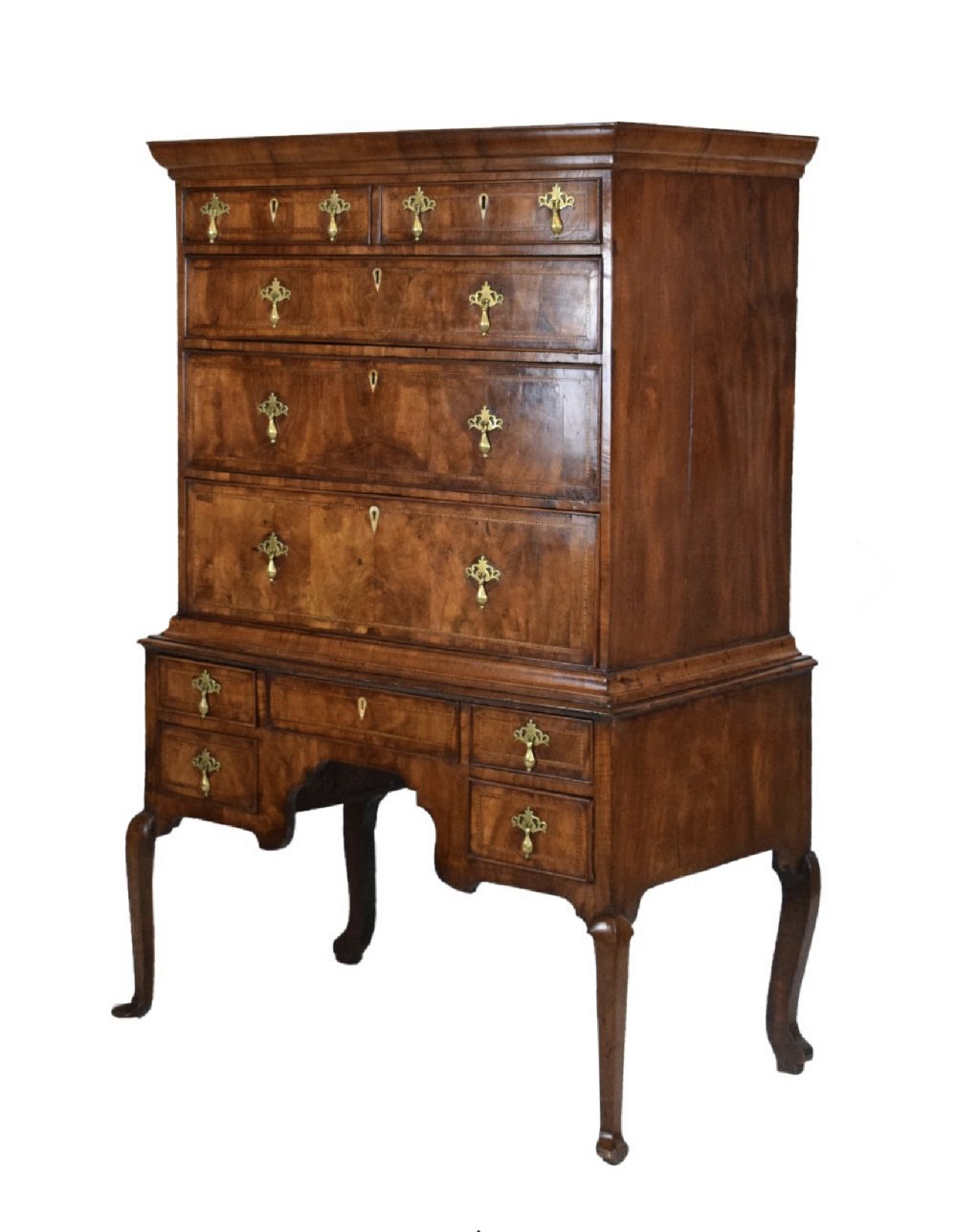 queen anne walnut chest on stand with secretaire drawer