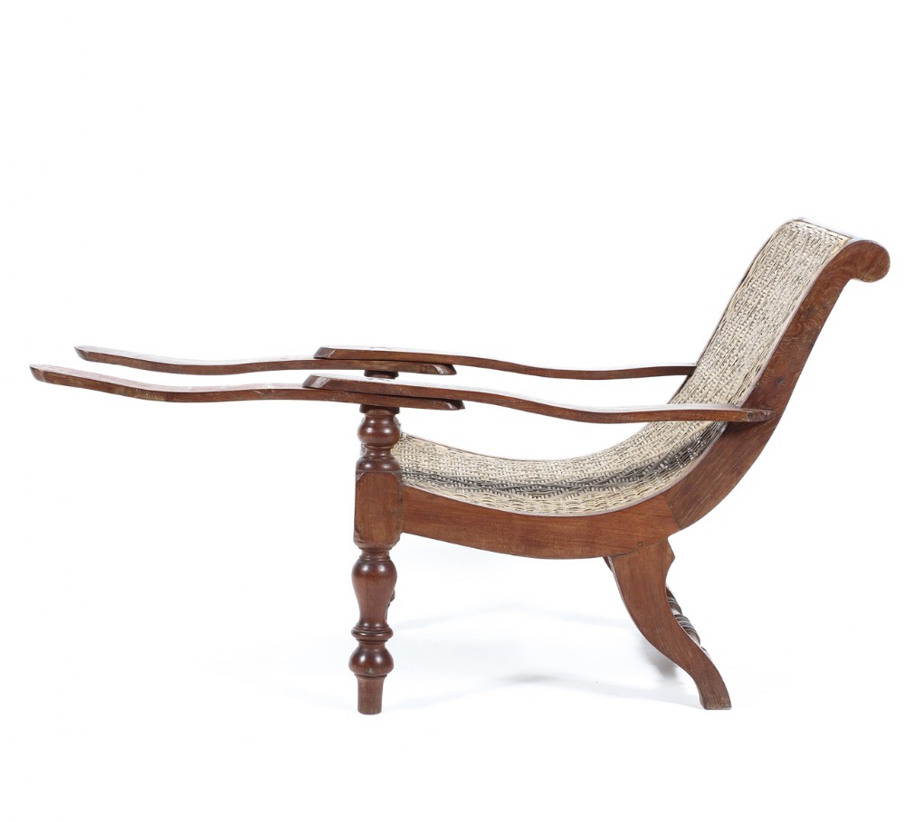 c19th teak and rattan childs plantation chair