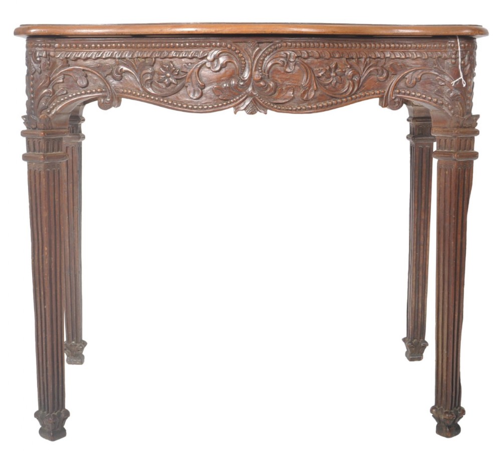 c18th french carved walnut hall table