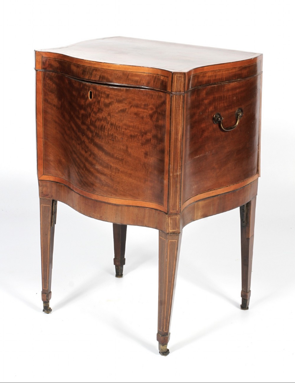 george iii mahogany satinwood banded serpentine fronted wine cellarette
